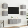 Ścienne szafki TV z LED, 2 szt, szary dąb sonoma, 30,5x35x30 cm