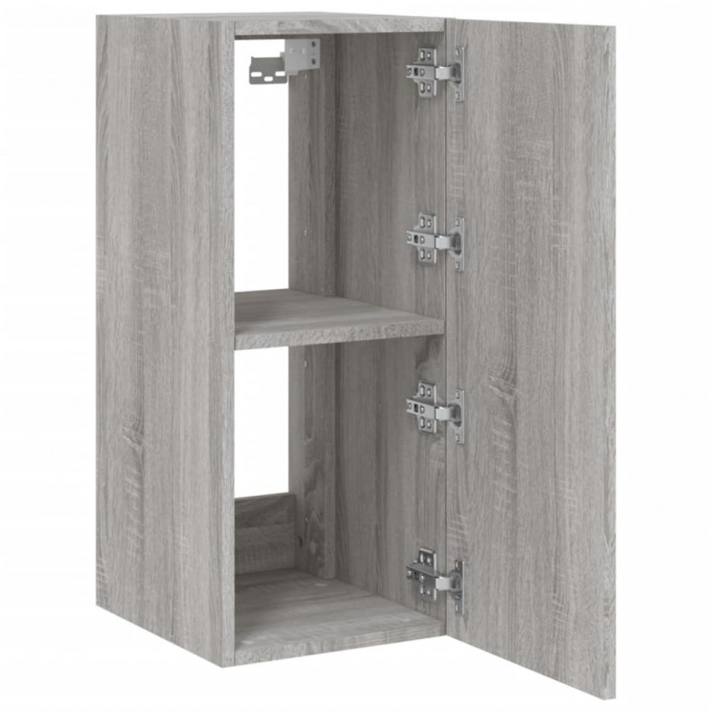 Ścienne szafki TV z LED, 2 szt., szary dąb sonoma, 30,5x35x70cm