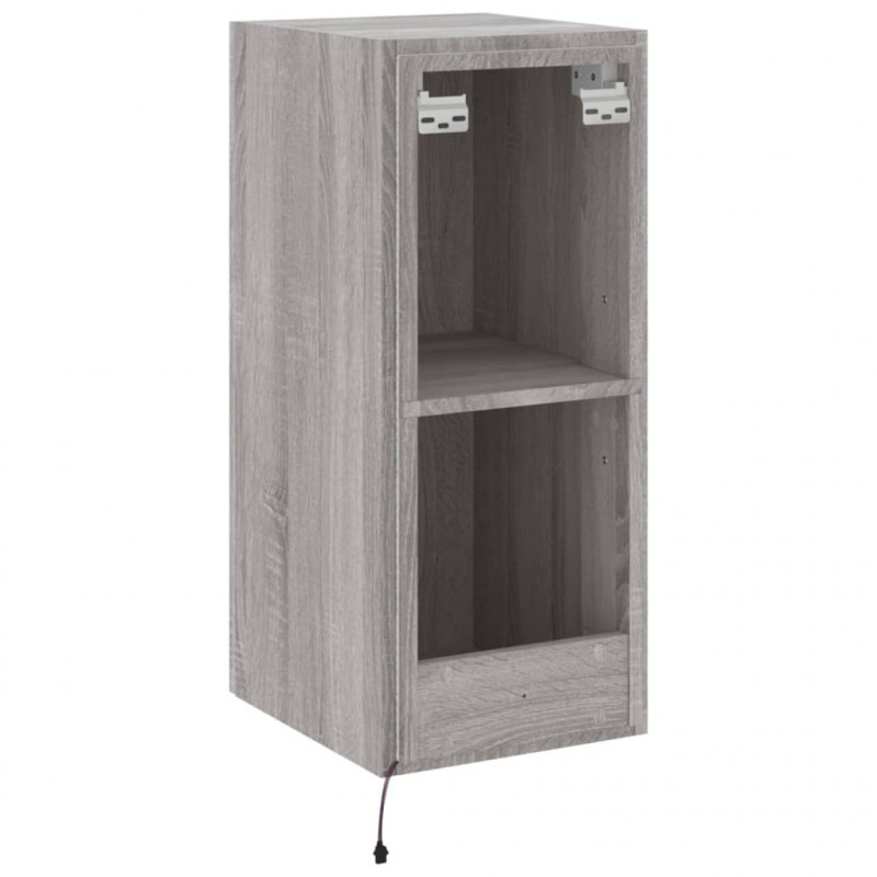 Ścienne szafki TV z LED, 2 szt., szary dąb sonoma, 30,5x35x70cm