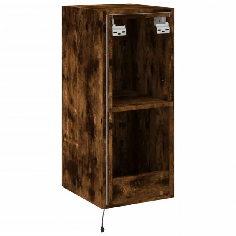 Ścienne szafki TV z LED, 2 szt., przydymiony dąb, 30,5x35x70 cm