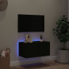 Ścienna szafka TV z LED, czarna, 60x35x31 cm