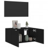 Ścienna szafka TV z LED, czarna, 60x35x31 cm