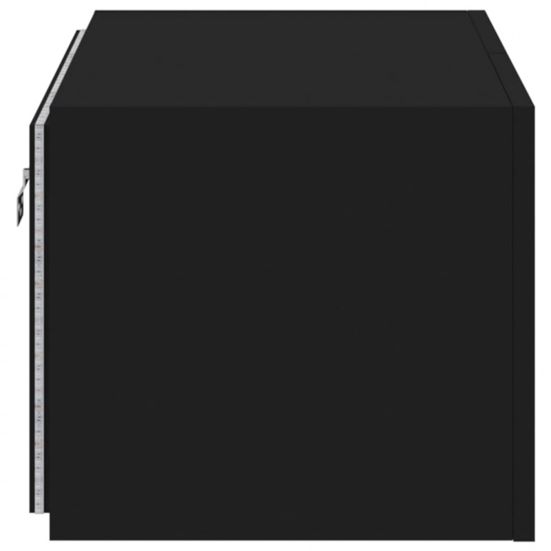 Ścienna szafka TV z LED, czarna, 60x35x31 cm