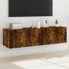 Ścienne szafki TV z LED, 2 szt., przydymiony dąb, 60x35x31 cm