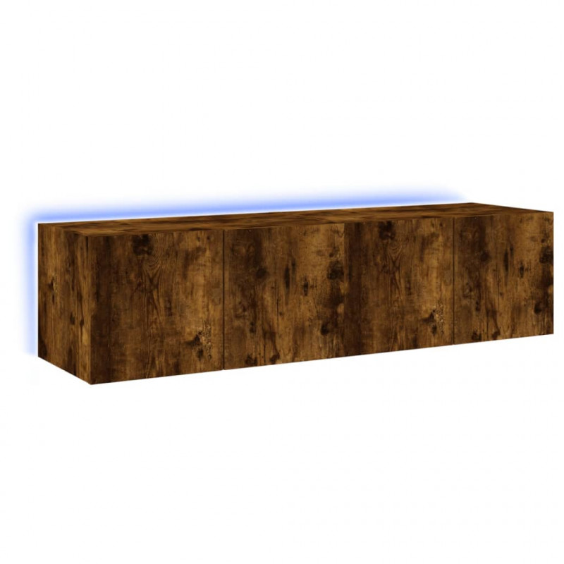 Ścienne szafki TV z LED, 2 szt., przydymiony dąb, 60x35x31 cm
