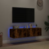 Ścienne szafki TV z LED, 2 szt., przydymiony dąb, 60x35x31 cm