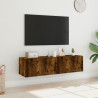 Ścienne szafki TV z LED, 2 szt., przydymiony dąb, 60x35x31 cm
