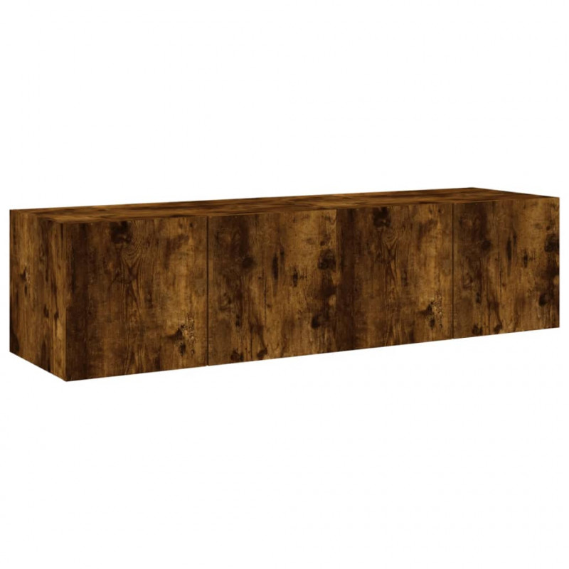 Ścienne szafki TV z LED, 2 szt., przydymiony dąb, 60x35x31 cm