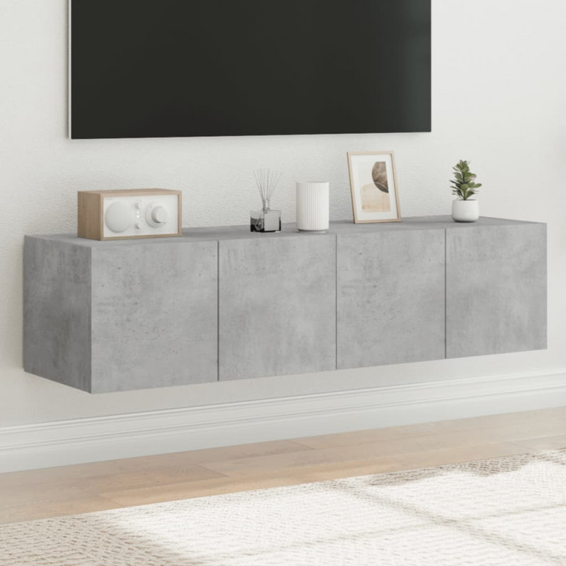 Ścienne szafki TV z LED, 2 szt., szarość betonu, 60x35x31 cm