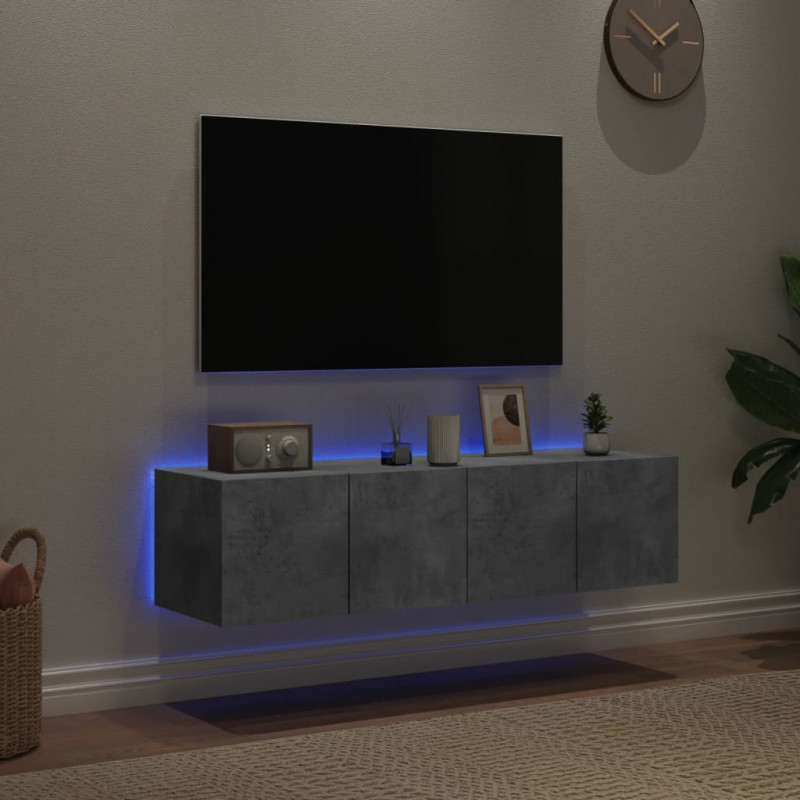 Ścienne szafki TV z LED, 2 szt., szarość betonu, 60x35x31 cm