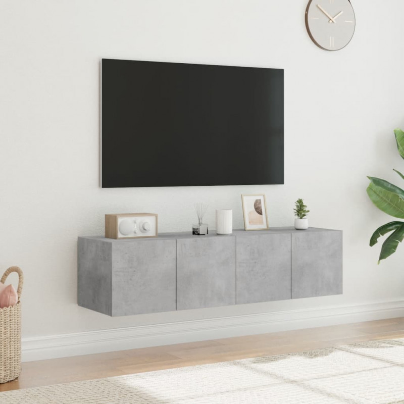 Ścienne szafki TV z LED, 2 szt., szarość betonu, 60x35x31 cm
