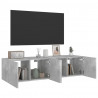 Ścienne szafki TV z LED, 2 szt., szarość betonu, 60x35x31 cm