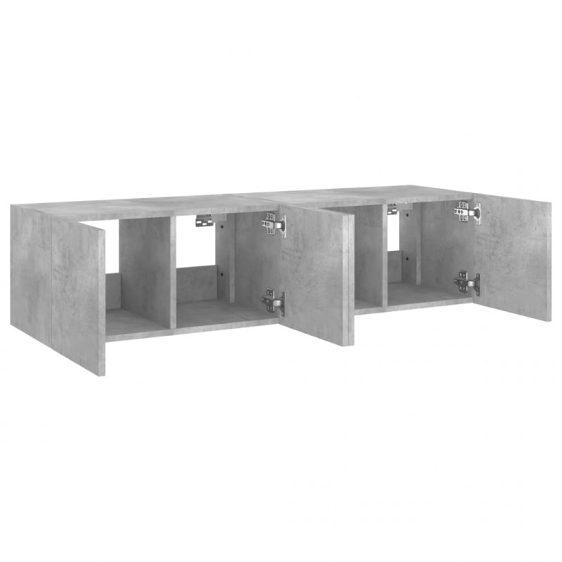 Ścienne szafki TV z LED, 2 szt., szarość betonu, 60x35x31 cm
