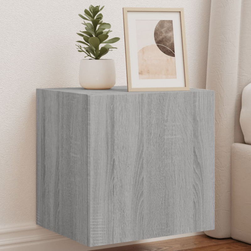 Ścienne szafki TV z LED, 2 szt., szary dąb sonoma, 40,5x35x40cm