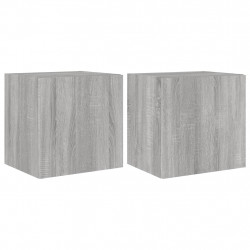 Ścienne szafki TV z LED, 2 szt., szary dąb sonoma, 40,5x35x40cm
