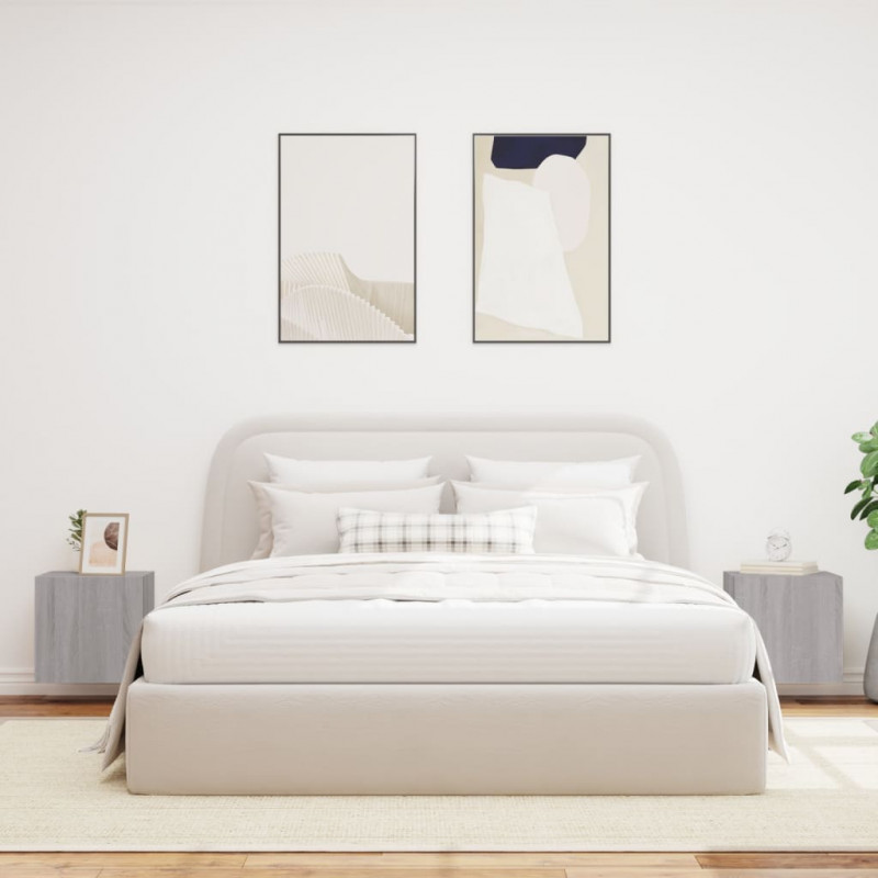 Ścienne szafki TV z LED, 2 szt., szary dąb sonoma, 40,5x35x40cm