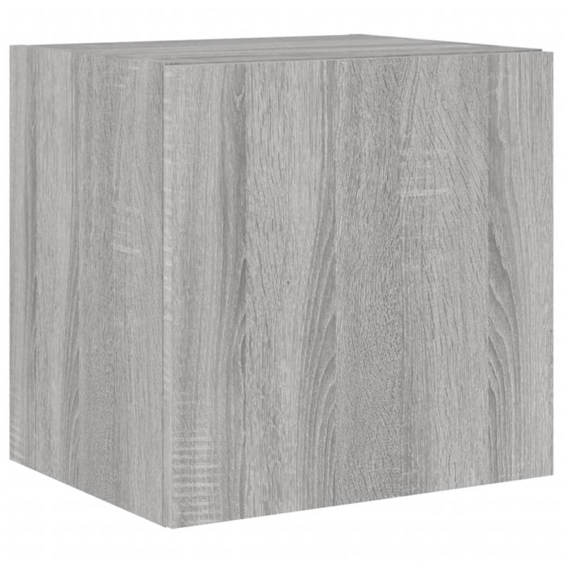 Ścienne szafki TV z LED, 2 szt., szary dąb sonoma, 40,5x35x40cm