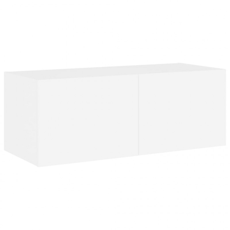 Ścienna szafka TV z LED, biała, 80x35x31 cm