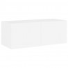 Ścienna szafka TV z LED, biała, 80x35x31 cm
