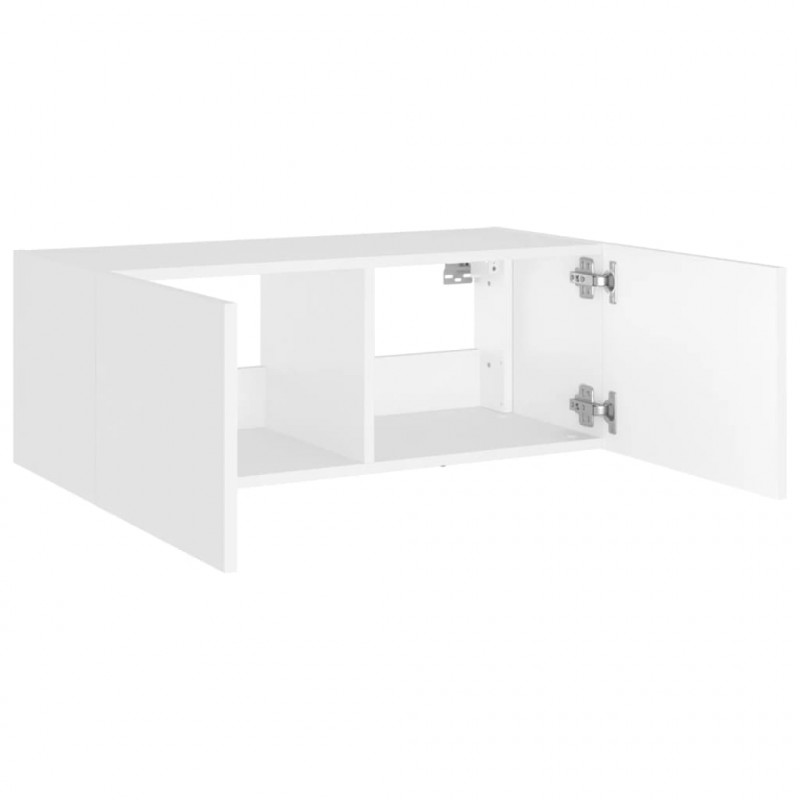 Ścienna szafka TV z LED, biała, 80x35x31 cm