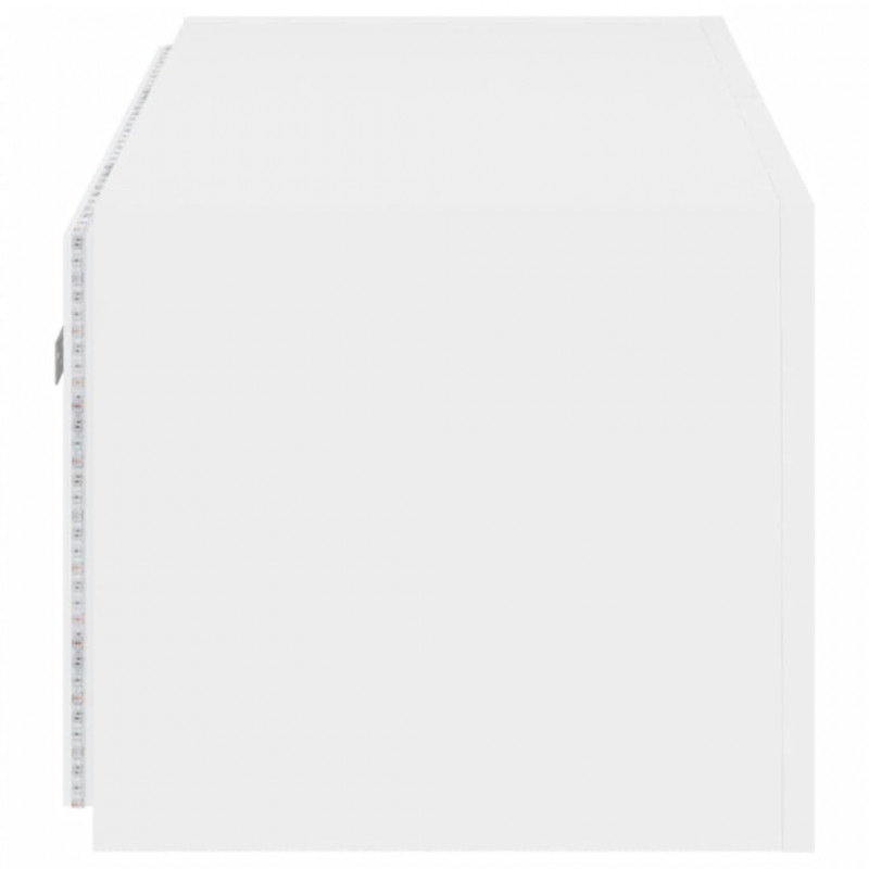 Ścienna szafka TV z LED, biała, 80x35x31 cm