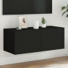 Ścienna szafka TV z LED, czarna, 80x35x31 cm
