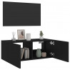 Ścienna szafka TV z LED, czarna, 80x35x31 cm