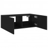 Ścienna szafka TV z LED, czarna, 80x35x31 cm