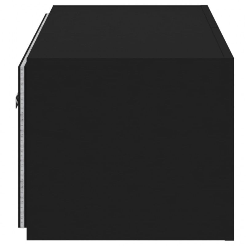 Ścienna szafka TV z LED, czarna, 80x35x31 cm