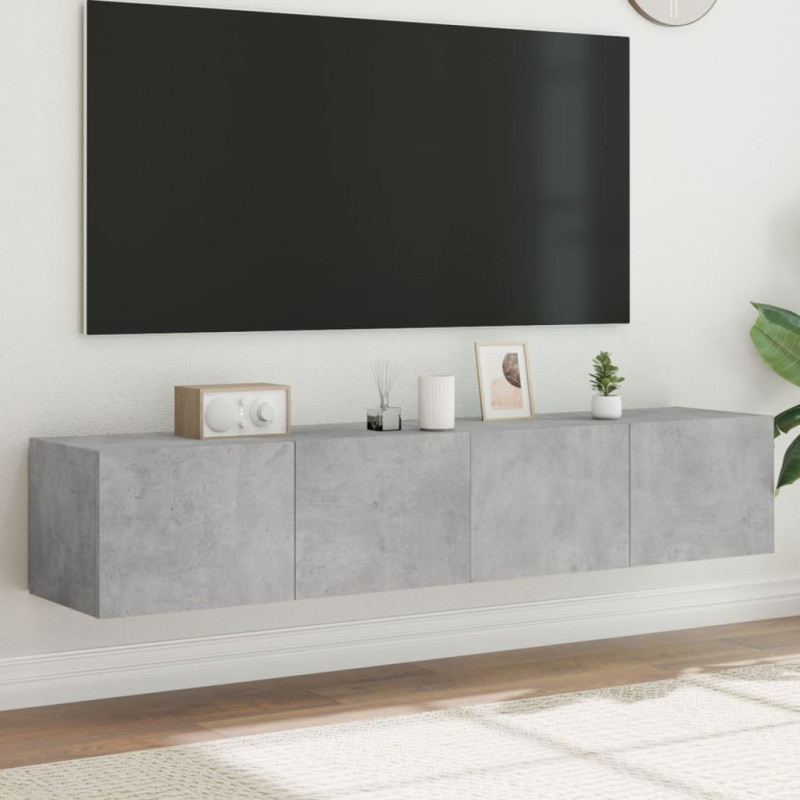 Ścienne szafki TV z LED, 2 szt., szarość betonu, 80x35x31 cm