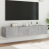 Ścienne szafki TV z LED, 2 szt., szarość betonu, 80x35x31 cm