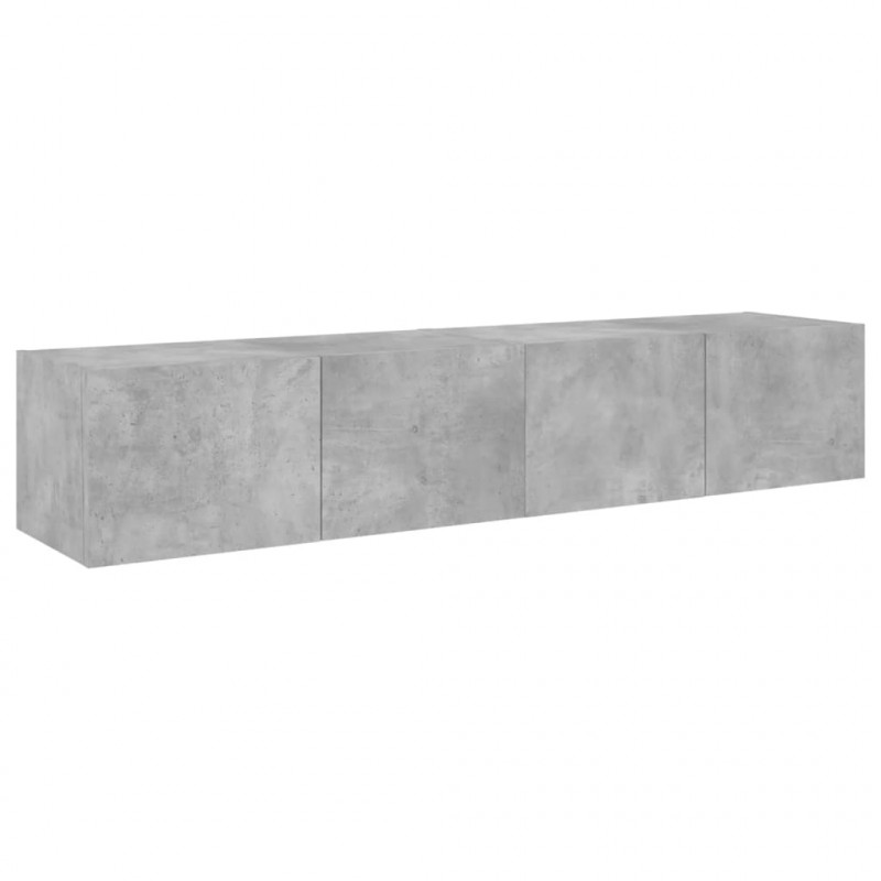 Ścienne szafki TV z LED, 2 szt., szarość betonu, 80x35x31 cm