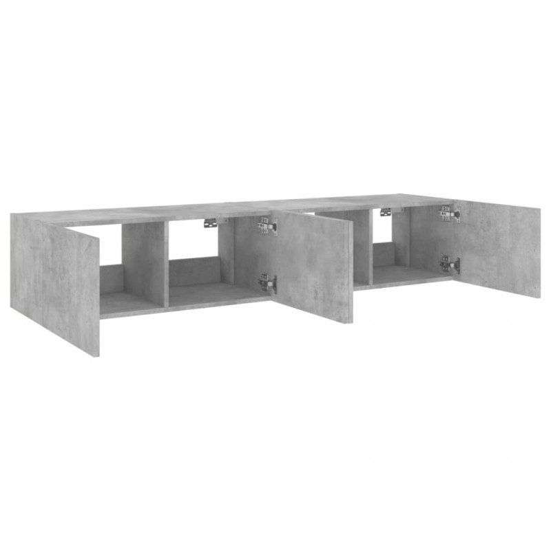 Ścienne szafki TV z LED, 2 szt., szarość betonu, 80x35x31 cm