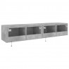 Ścienne szafki TV z LED, 2 szt., szarość betonu, 80x35x31 cm
