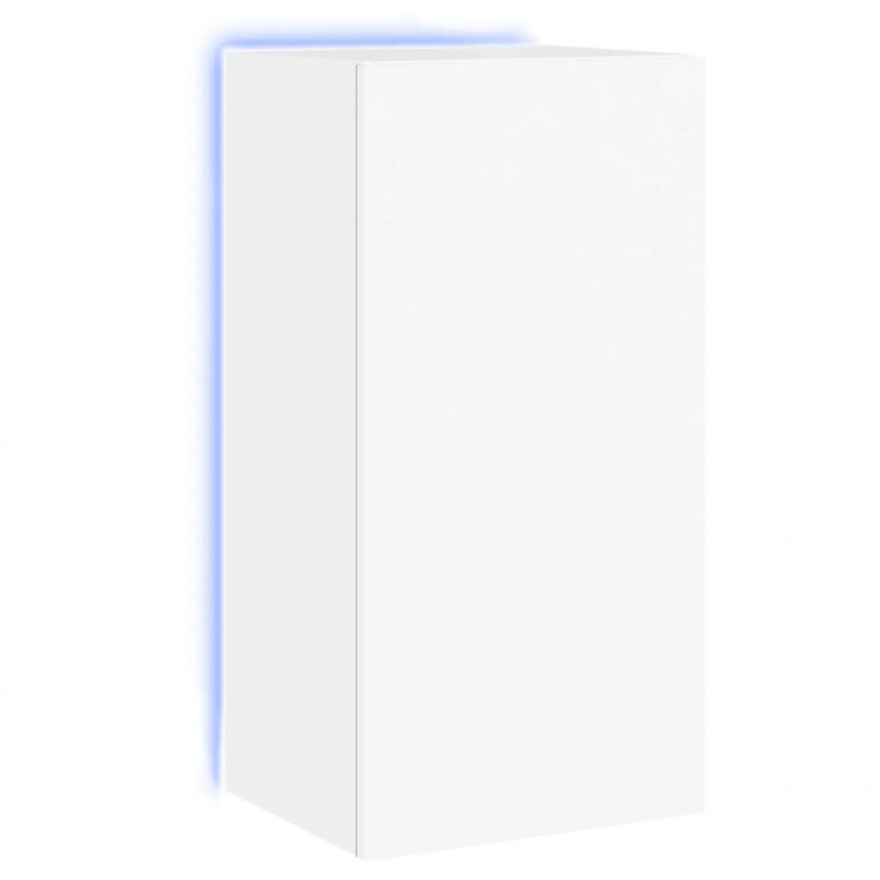 Ścienna szafka TV z LED, biała, 40,5x35x80 cm