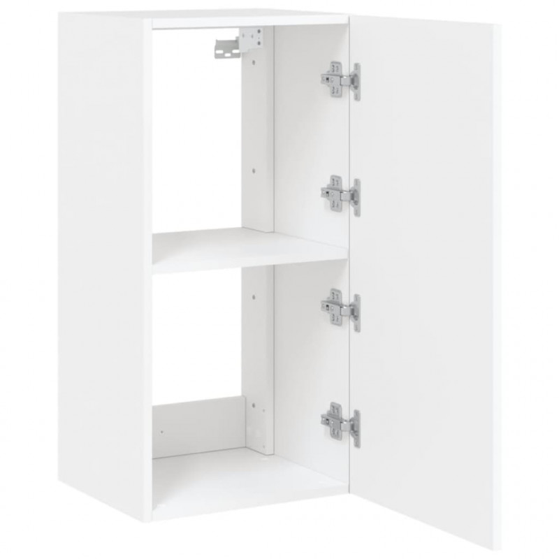 Ścienna szafka TV z LED, biała, 40,5x35x80 cm