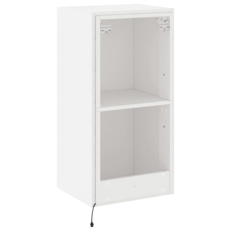 Ścienna szafka TV z LED, biała, 40,5x35x80 cm