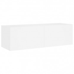 Ścienna szafka TV z LED, biała, 100x35x31 cm