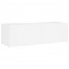 Ścienna szafka TV z LED, biała, 100x35x31 cm