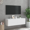 Ścienna szafka TV z LED, biała, 100x35x31 cm