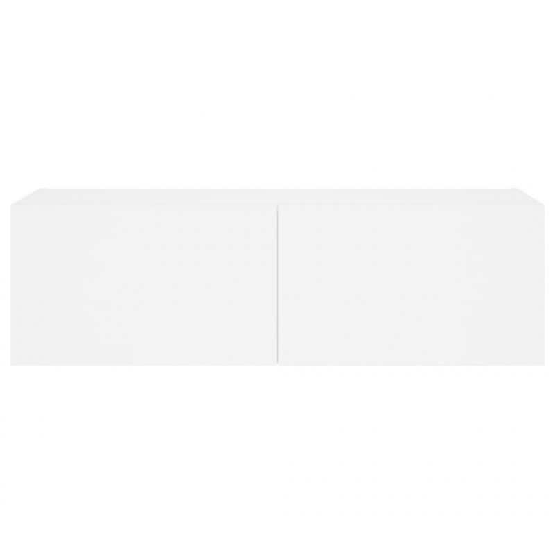 Ścienna szafka TV z LED, biała, 100x35x31 cm