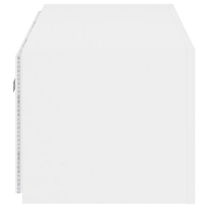 Ścienna szafka TV z LED, biała, 100x35x31 cm