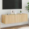 Ścienna szafka TV z LED, dąb sonoma, 100x35x31 cm