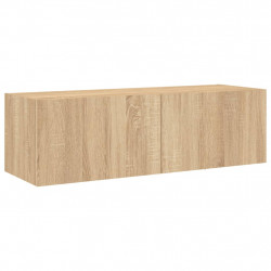 Ścienna szafka TV z LED, dąb sonoma, 100x35x31 cm