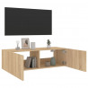 Ścienna szafka TV z LED, dąb sonoma, 100x35x31 cm