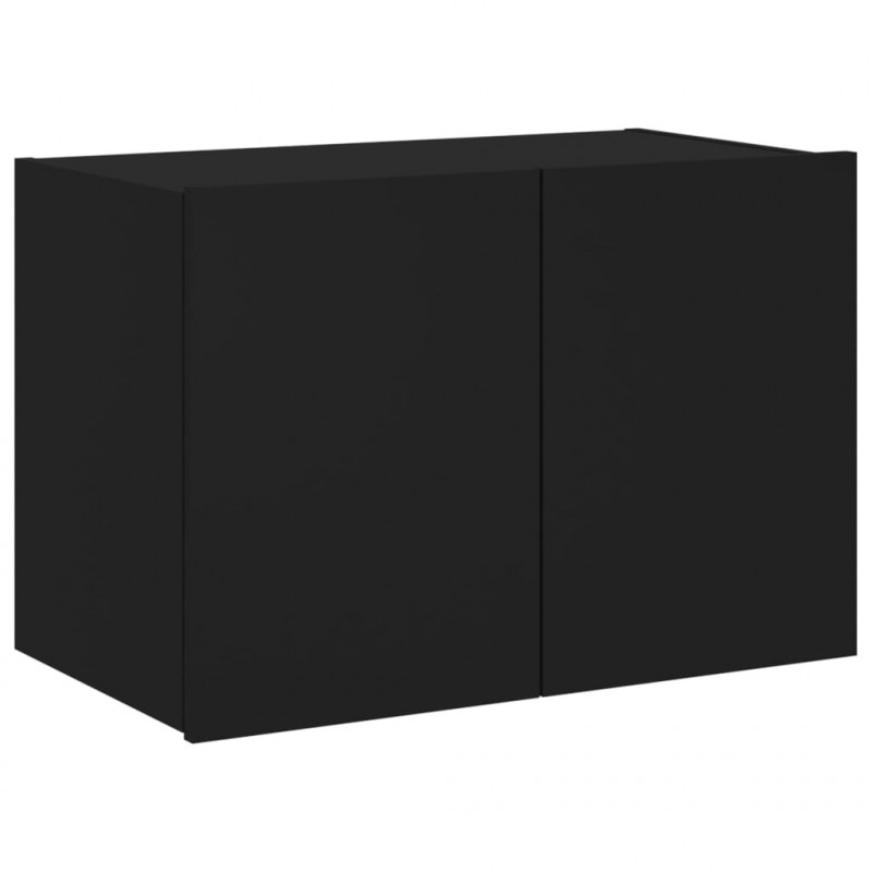 Ścienna szafka TV z LED, czarna, 60x35x41 cm