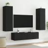 Ścienna szafka TV z LED, czarna, 60x35x41 cm