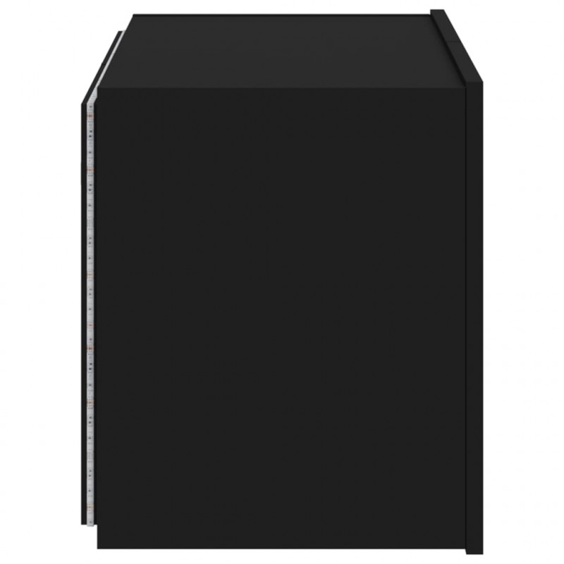 Ścienna szafka TV z LED, czarna, 60x35x41 cm