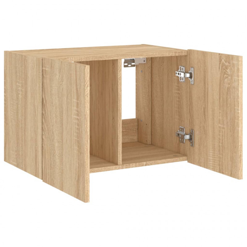 Ścienna szafka TV z LED, dąb sonoma, 60x35x41 cm