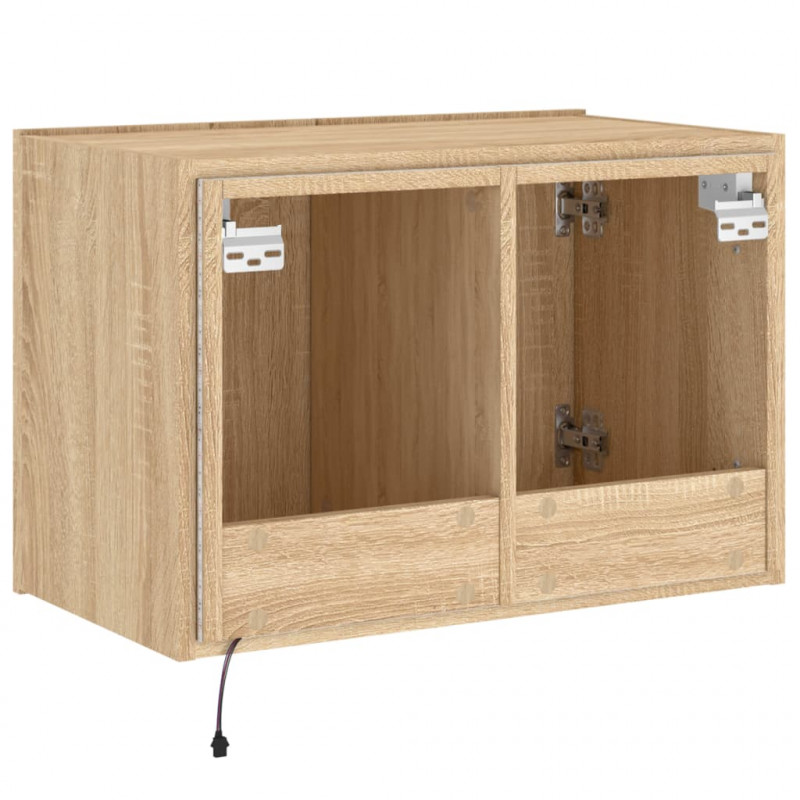 Ścienna szafka TV z LED, dąb sonoma, 60x35x41 cm